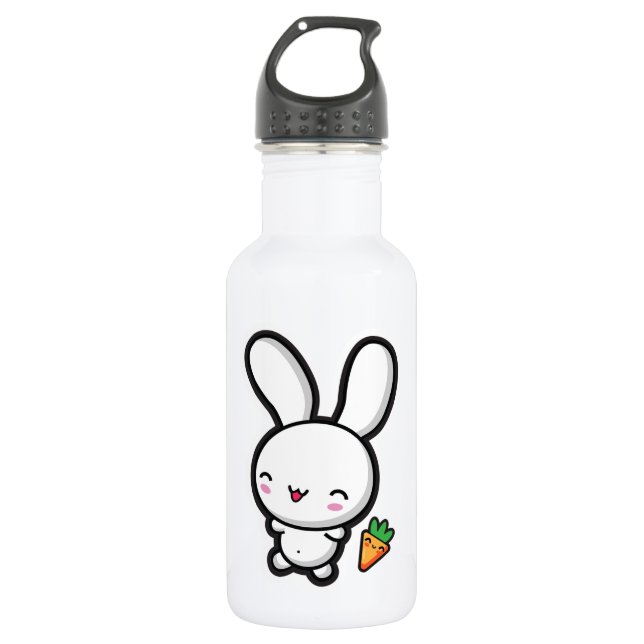 Botella De Agua Conejito y zanahoria de Kawaii (Anverso)