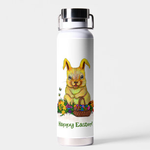 Botella De Agua Conejo de Pascua con huevos y flores