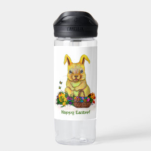 Botella De Agua Conejo de Pascua con huevos y flores