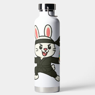 Botella De Agua Conejo de Pascua de dibujos animados ninja