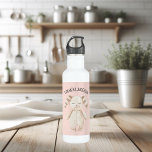 Botella De Agua Conejo rosa de Belleza Moderna Pastel con nombre<br><div class="desc">Conejo rosa de Belleza Moderna Pastel con nombre</div>