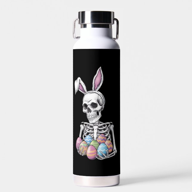 Botella De Agua Conejo Skeleton con huevos de Pascua Conejo Funny (Delantero)