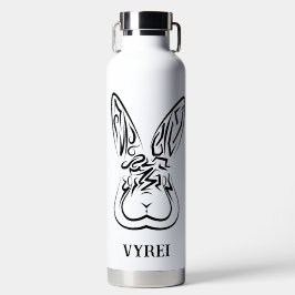 Botella De Agua Conejo tribal blanco y negro