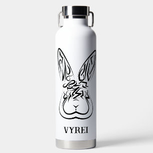 Botella De Agua Conejo tribal blanco y negro
