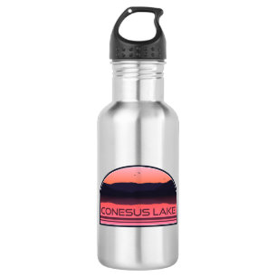 Botella De Agua Conesus Lake New York Red Sunrise