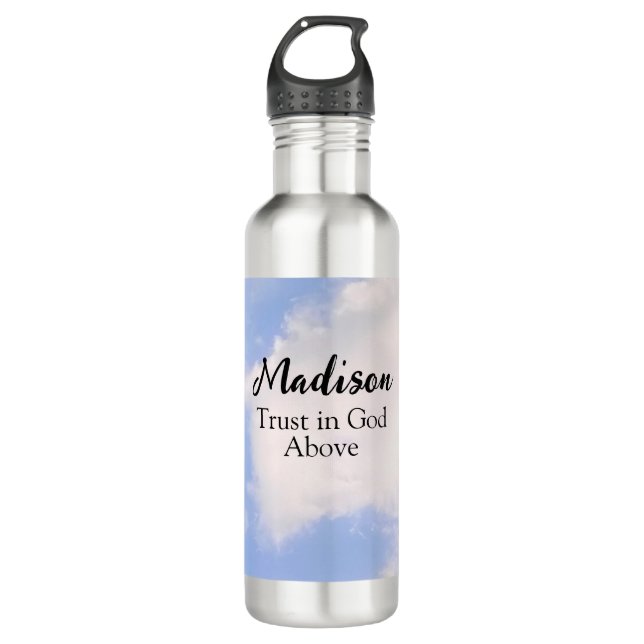 Botella De Agua Confianza en Dios Nombre Inspirador Personalizado  (Anverso)