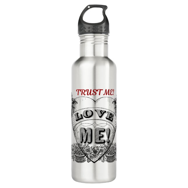 Botella De Agua ¡confíe en mí! Día de San Valentín clásico simple (Anverso)