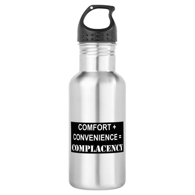 Botella De Agua Confort + Comodidad = Complacencia (Anverso)