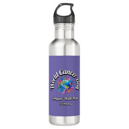 Botella De Agua Conquistar Con Esperanza. Día Mundial del Cáncer.