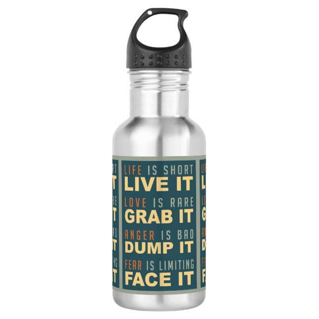 Botella De Agua Consejo de vida motivacional (Anverso)