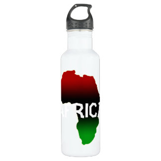 Botella De Agua Continente de África en rojo, verde, y negro