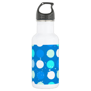 Botella De Agua Coo grandes puntos de polka azul, blanco, azul cla