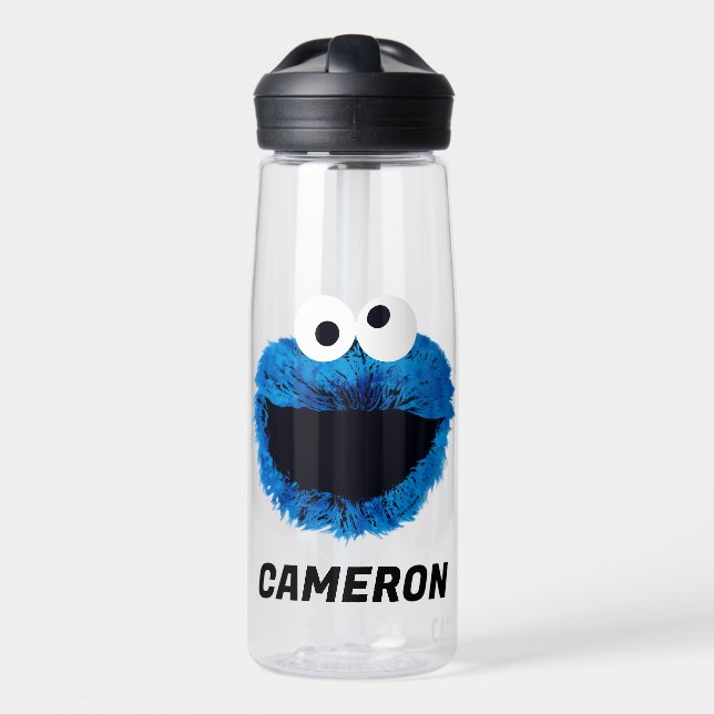 Botella De Agua Cookie Monster | Tendencia acuarela | Añadir su no (Delante)