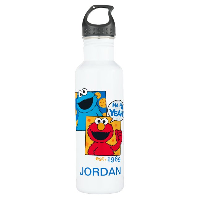 Botella De Agua Cookie Monster y Elmo | Ha Ha Yeah (Anverso)