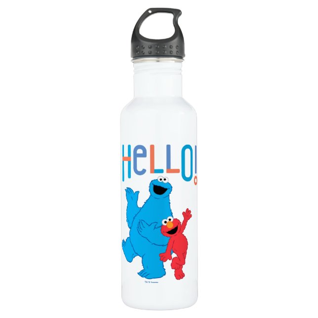 Botella De Agua Cookie Monster y Elmo Hola! (Anverso)