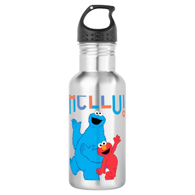 Botella De Agua Cookie Monster y Elmo Hola! (Anverso)