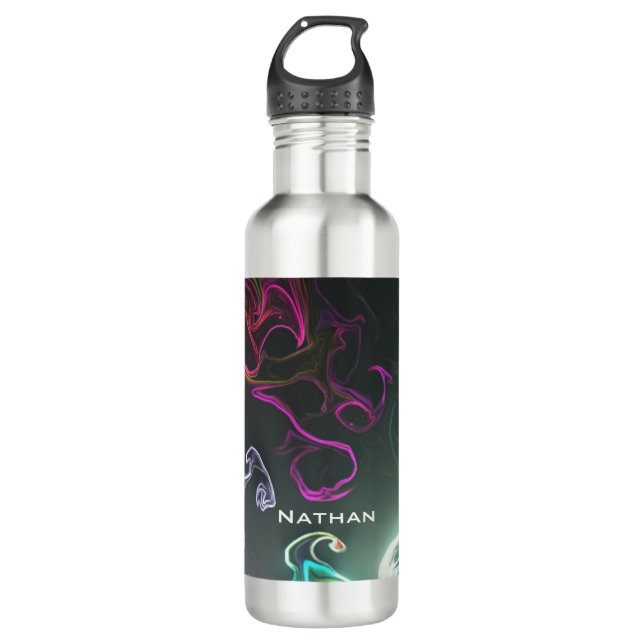 Botella De Agua Cool Abstract Neon Liquid Art Black Personalised (Anverso)