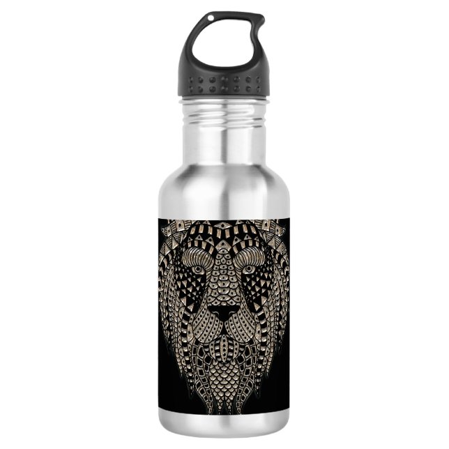 Botella De Agua Cool Tribal Metallic Lion Head Personalised (Anverso)