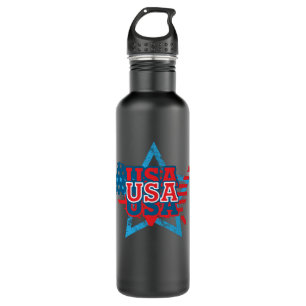 Botella De Agua Cool USA Flag Color Star - LOVE USA