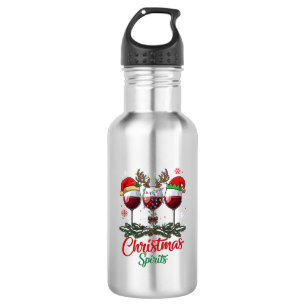 Botella De Agua Copas de vino Espiritus de Navidad Reno Cuerna Pi