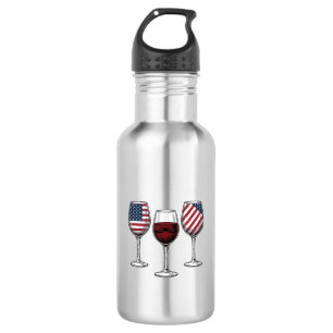 Botella De Agua Copas de vino patrióticas diseño de camiseta vecto
