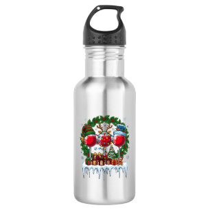 Botella De Agua Copas de vino rojas de Navidad Corona de acebo Hom