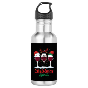 Botella De Agua Copas de vino tinto Espíritus de Navidad