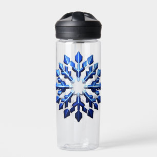 Botella De Agua Copo de Nieve Azul Detallado