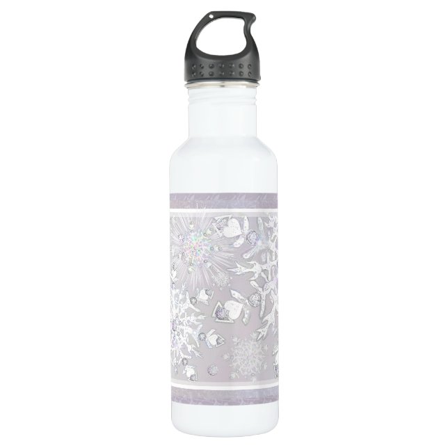 Botella De Agua Copo de nieve blanco (Anverso)
