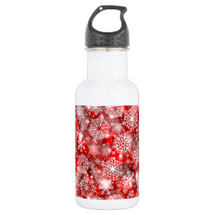 Botella De Agua Copos de nieve en rojo