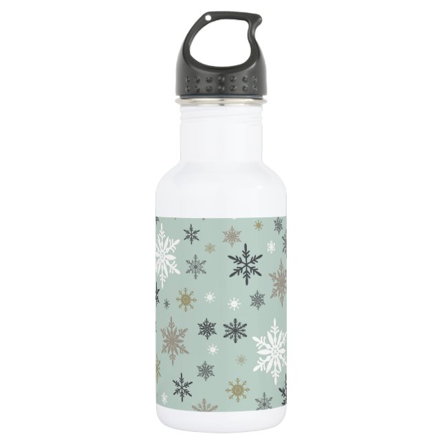 Botella De Agua copos de nieve modernos de invierno (Anverso)