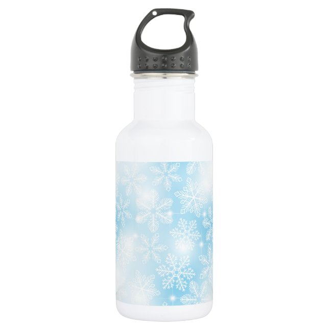 Botella De Agua Copos de nieve y luces azules (Anverso)