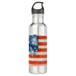 Botella De Agua Coquette Bow American Flag Watercolor 4 de julio