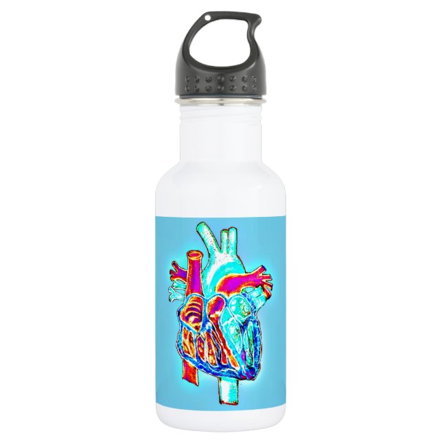 Botella De Agua Corazón anatómico dibujado a mano de neón (Anverso)