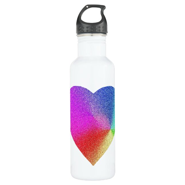 Botella De Agua Corazón arcoiris (Anverso)
