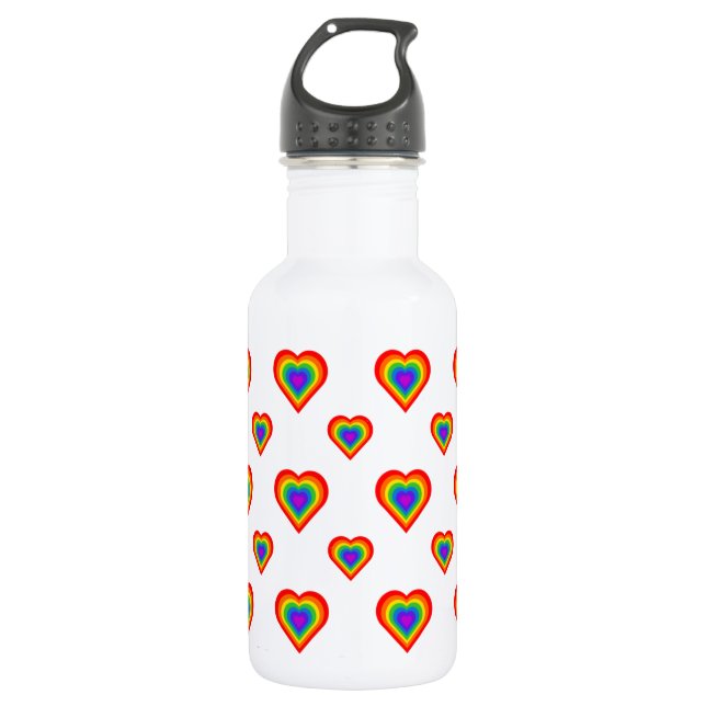 Botella De Agua Corazón arcoiris (Anverso)