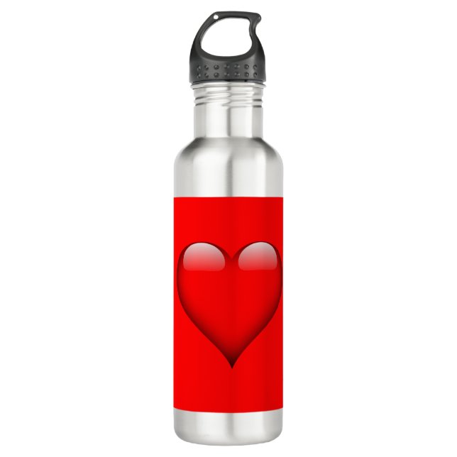 Botella De Agua Corazón Boda de amor de fondo rojo (Anverso)
