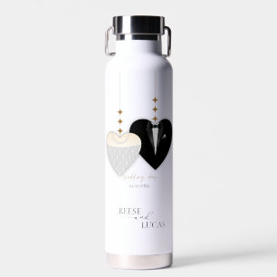 Botella De Agua Corazón boda de ilustracion negro blanco moderno