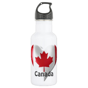 Botella De Agua Corazón de bandera de Canadá