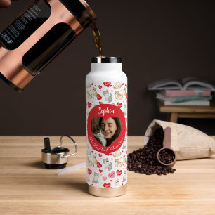 Botella De Agua Corazón de Foto Personalizado "Mejor Mamá de Gatos