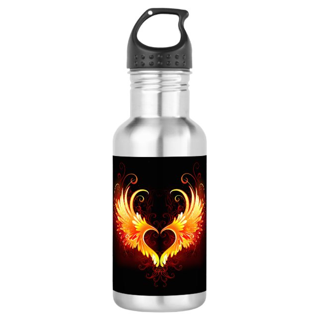 Botella De Agua Corazón de Fuego Ángel con Alas (Anverso)