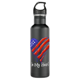 Botella De Agua Corazón de la bandera de Estados Unidos - América 