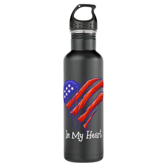 Botella De Agua Corazón de la bandera de Estados Unidos - América  (Anverso)