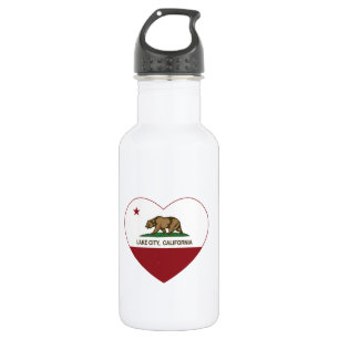 Botella De Agua corazón de la ciudad del lago de la bandera de