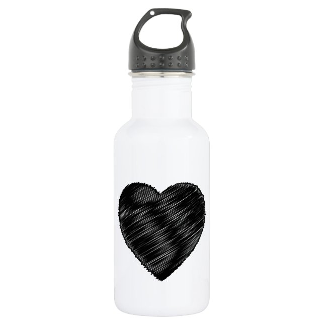 Botella De Agua Corazón de la franja negra (Anverso)