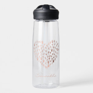 Botella De Agua Corazón de oro rosa personalizado Poses Namaste Yo