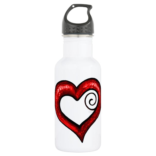 Botella De Agua Corazón de Swirl Rojo (Anverso)