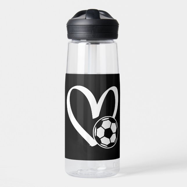 Botella De Agua Corazón del balón de fútbol (Delante)