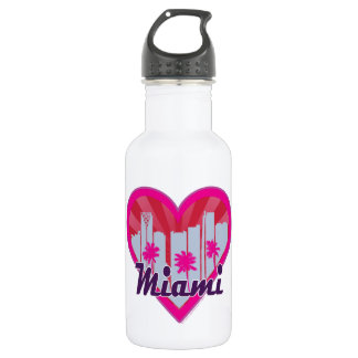 Botella De Agua Corazón del suburbio del horizonte de Miami