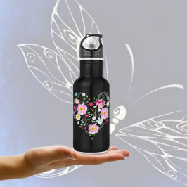 Botella De Agua Corazón lleno de Rosas